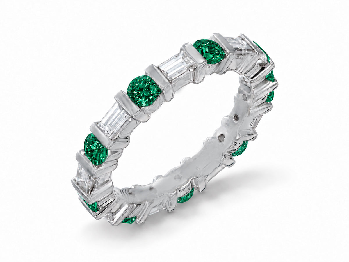 Custom made stackable diamond and emerald anniversary eternity rings 2026 22