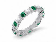 Custom made stackable diamond and emerald anniversary eternity rings 2026 22