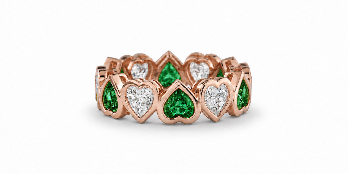 Custom made stackable diamond and emerald anniversary eternity rings 2026 24