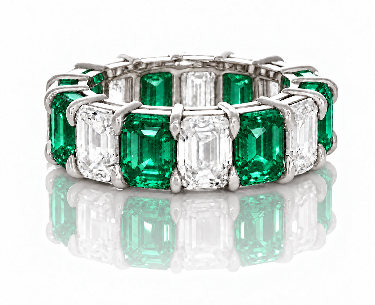 Custom made stackable diamond and emerald anniversary eternity rings 2026 32