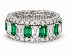 Custom made stackable diamond and emerald anniversary eternity rings 2026 34