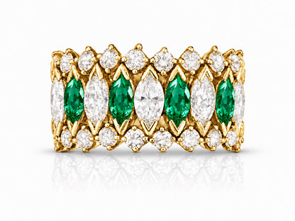 Custom made stackable diamond and green sapphire anniversary eternity rings 2026 1