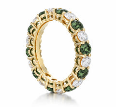 Custom made stackable diamond and green sapphire anniversary eternity rings 2026 33