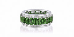 Custom made stackable diamond and green sapphire anniversary eternity rings 2026 36