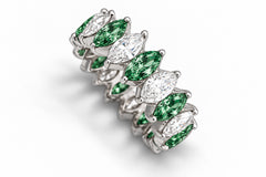 Custom made stackable diamond and green sapphire anniversary eternity rings 2026 5
