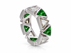 Custom made stackable diamond and green sapphire anniversary eternity rings 2026 6
