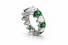 Custom made stackable diamond and green sapphire anniversary eternity rings 2026 8