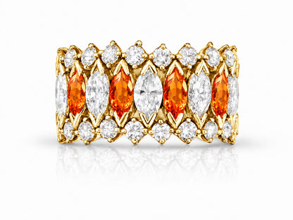 Custom made stackable diamond and orange sapphire anniversary eternity rings 2026 1