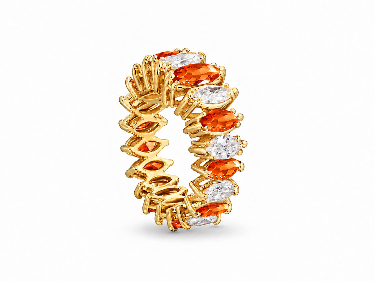 Custom made stackable diamond and orange sapphire anniversary eternity rings 2026 13