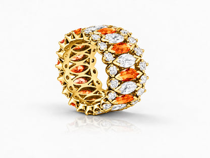 Custom made stackable diamond and orange sapphire anniversary eternity rings 2026 1