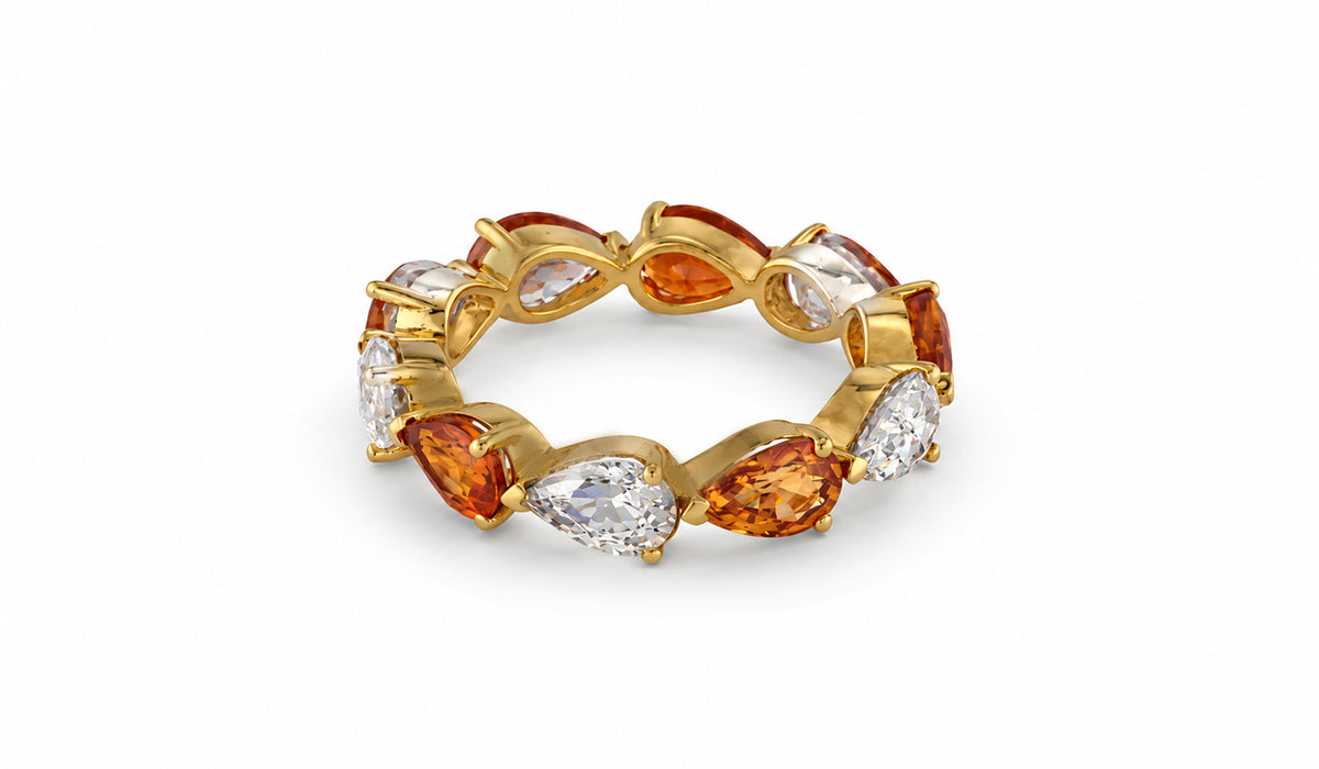 Custom made stackable diamond and orange sapphire anniversary eternity rings 2026 20