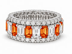 Custom made stackable diamond and orange sapphire anniversary eternity rings 2026 34