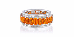 Custom made stackable diamond and orange sapphire anniversary eternity rings 2026 36