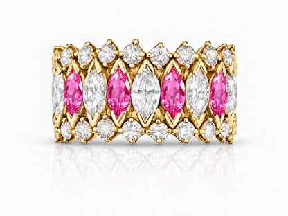 Custom made stackable diamond and pink sapphire anniversary eternity rings 2026 1