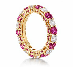 Custom made stackable diamond and pink sapphire anniversary eternity rings 2026 33