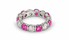 Custom made stackable diamond and pink sapphire anniversary eternity rings 2026 37