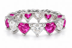 Custom made stackable diamond and pink sapphire anniversary eternity rings 2026 4