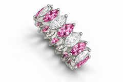 Custom made stackable diamond and pink sapphire anniversary eternity rings 2026 5