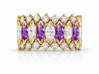 Custom made stackable diamond and purple sapphire anniversary eternity rings 2026 1