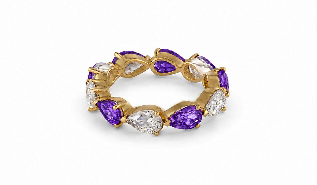 Custom made stackable diamond and purple sapphire anniversary eternity rings 2026 20