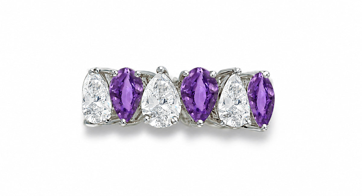 Custom made stackable diamond and purple sapphire anniversary eternity rings 2026 31