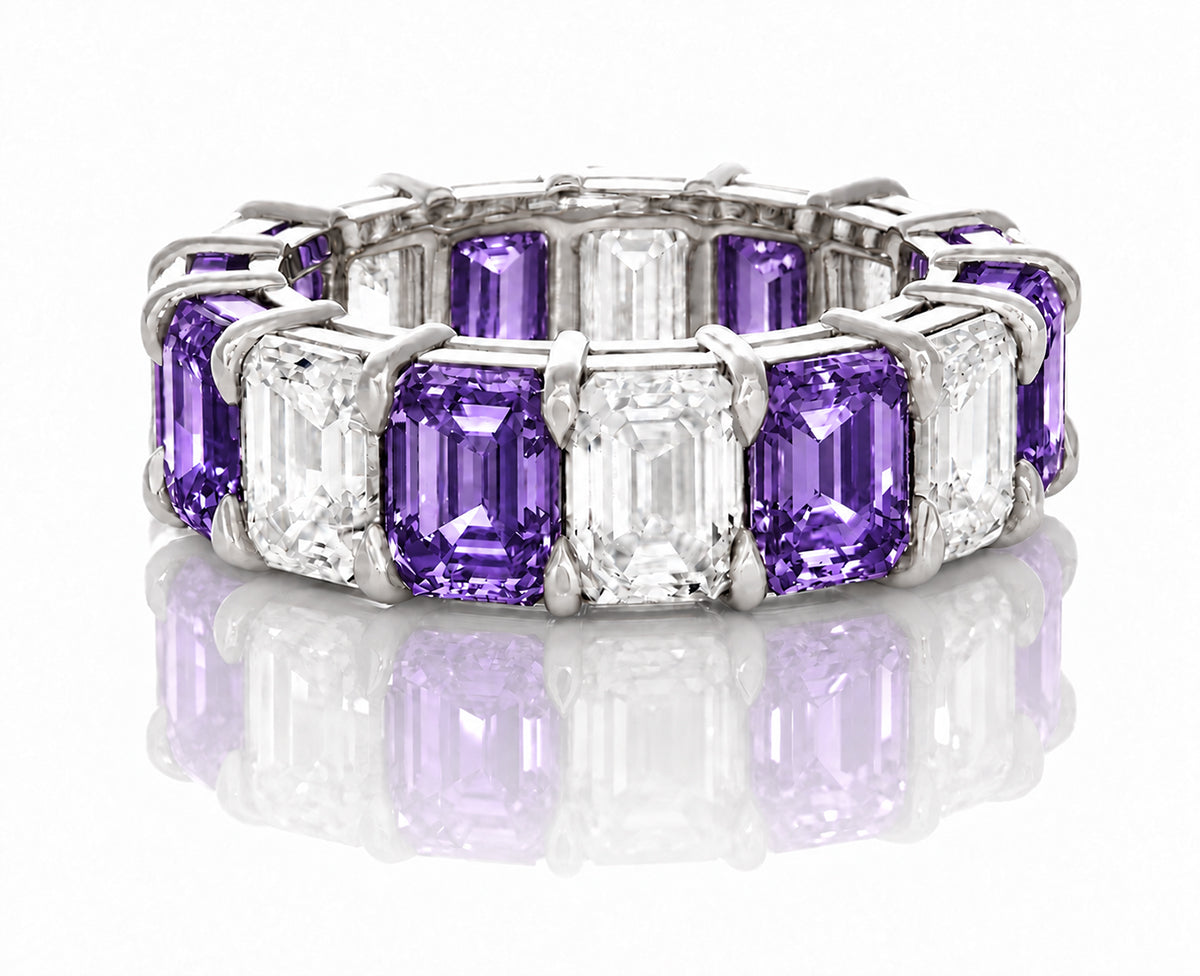 Custom made stackable diamond and purple sapphire anniversary eternity rings 2026 32