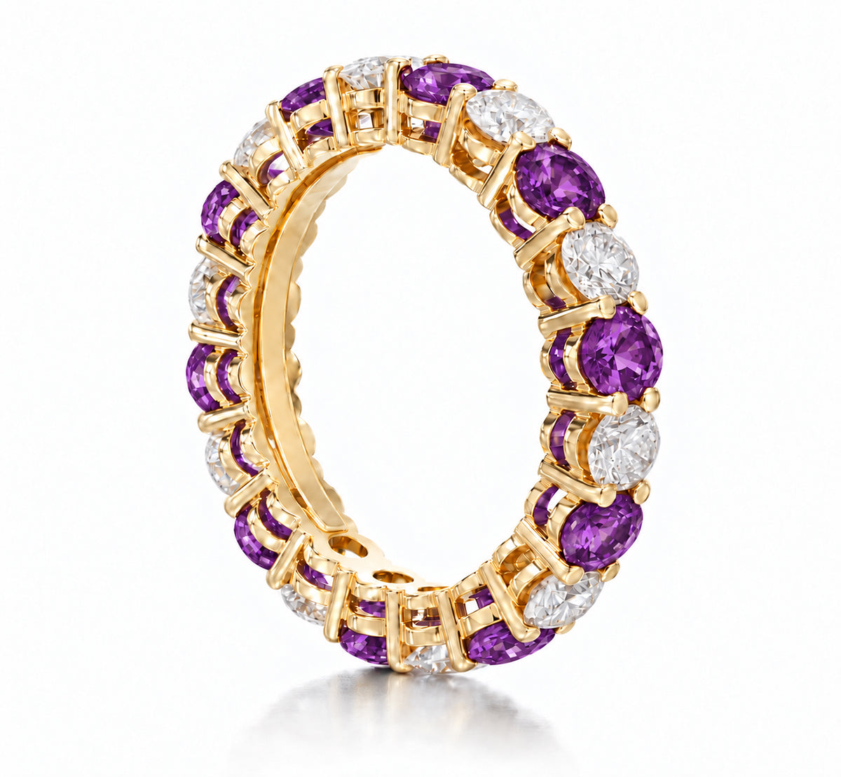 Custom made stackable diamond and purple sapphire anniversary eternity rings 2026 33