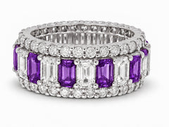 Custom made stackable diamond and purple sapphire anniversary eternity rings 2026 34