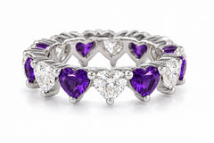 Custom made stackable diamond and purple sapphire anniversary eternity rings 2026 4
