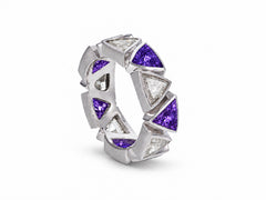 Custom made stackable diamond and purple sapphire anniversary eternity rings 2026 6