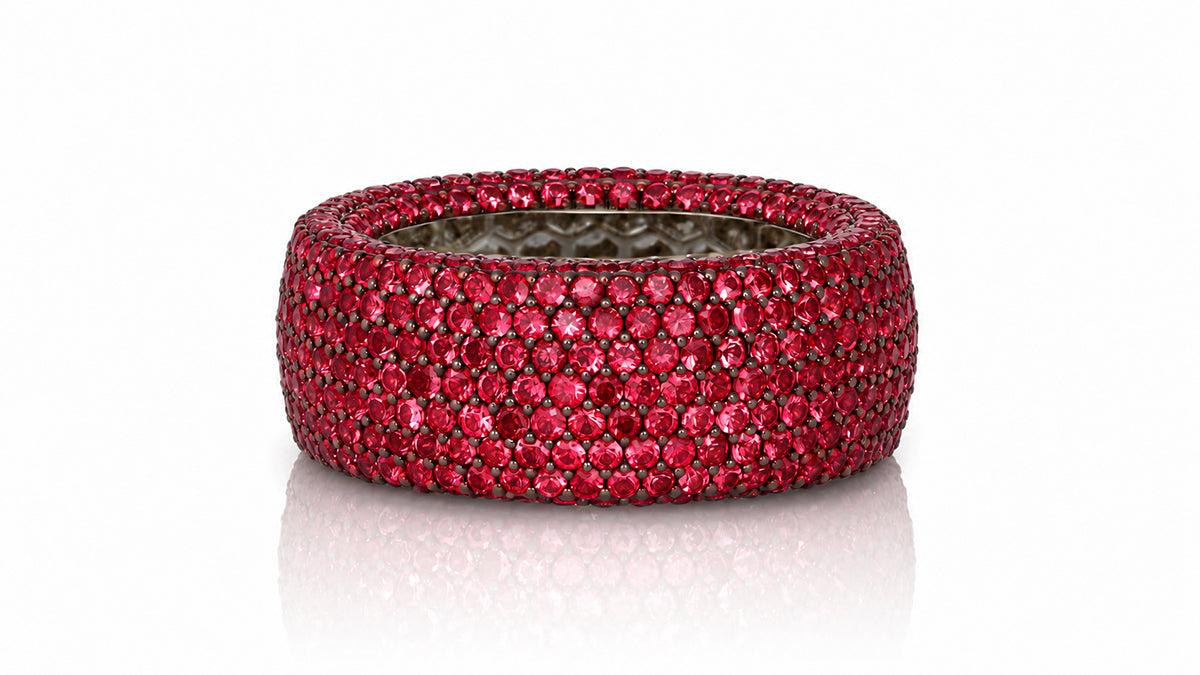 Custom made stackable diamond and ruby anniversary eternity rings 2026 10