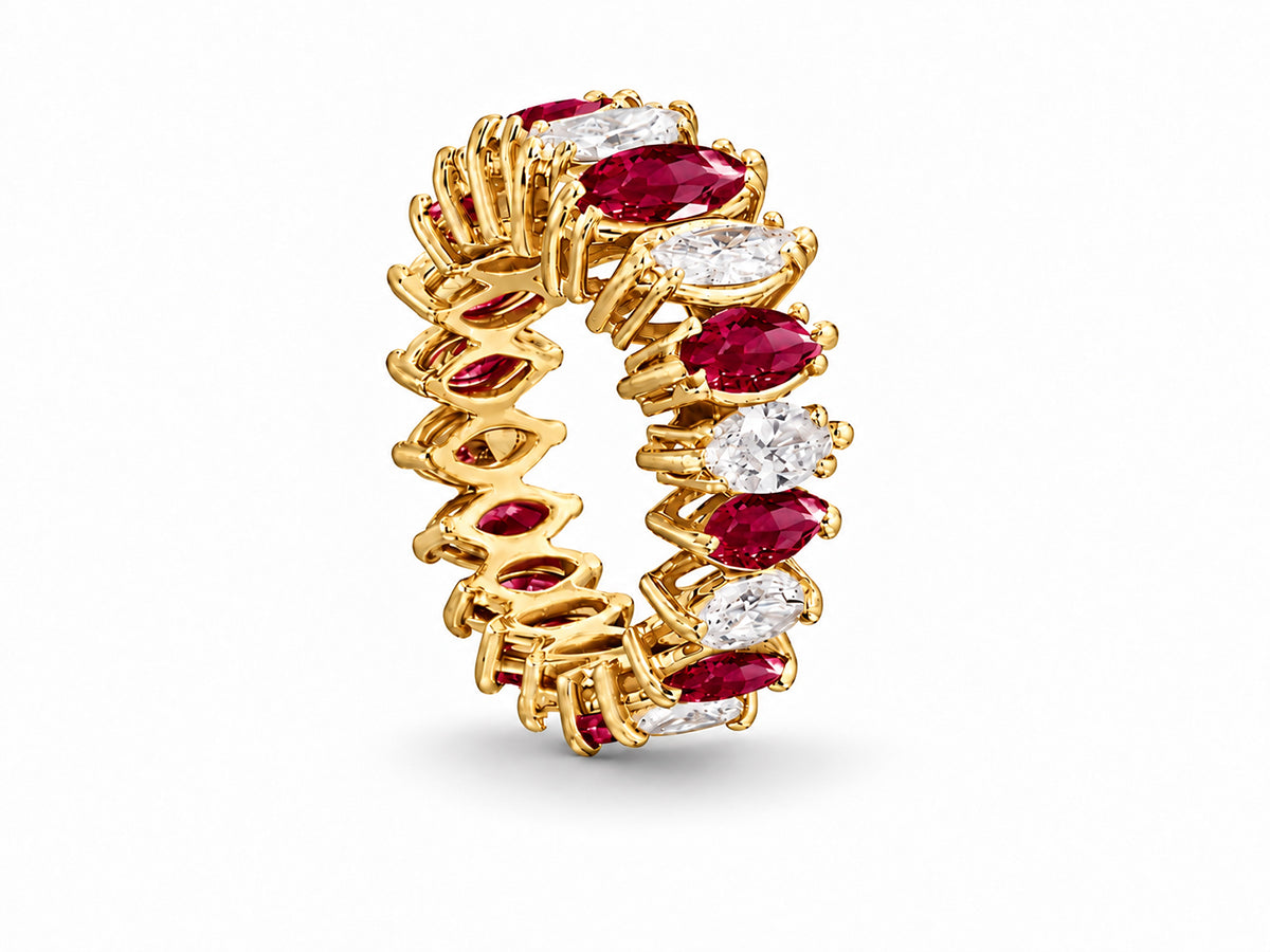 Custom made stackable diamond and ruby anniversary eternity rings 2026 13