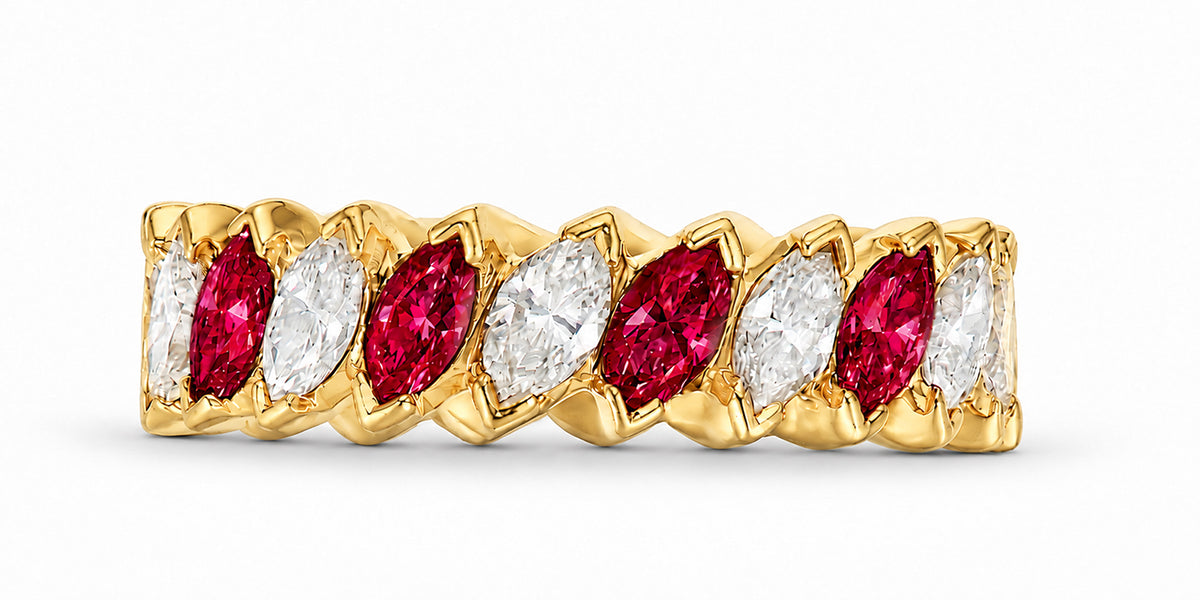 Custom made stackable diamond and ruby anniversary eternity rings 2026 15