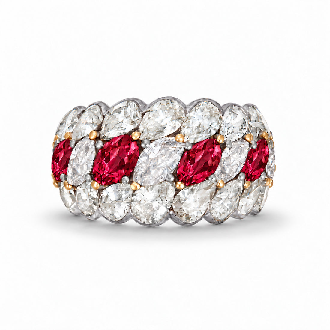 Custom made stackable diamond and ruby anniversary eternity rings 2026 18
