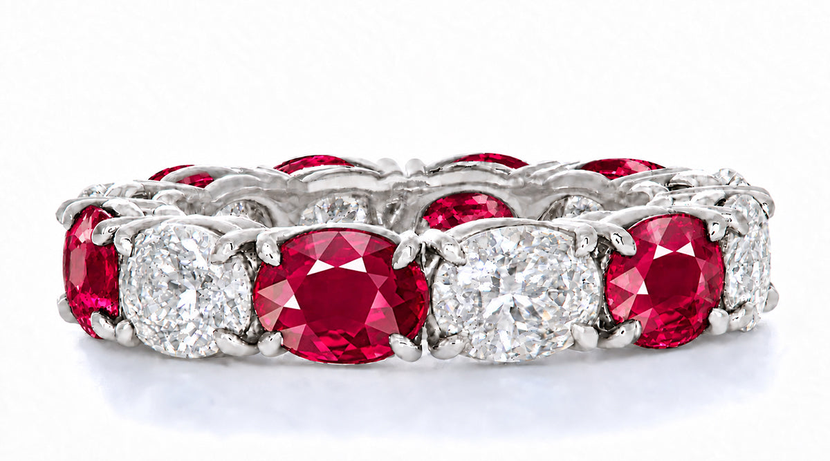Custom made stackable diamond and ruby anniversary eternity rings 2026 19
