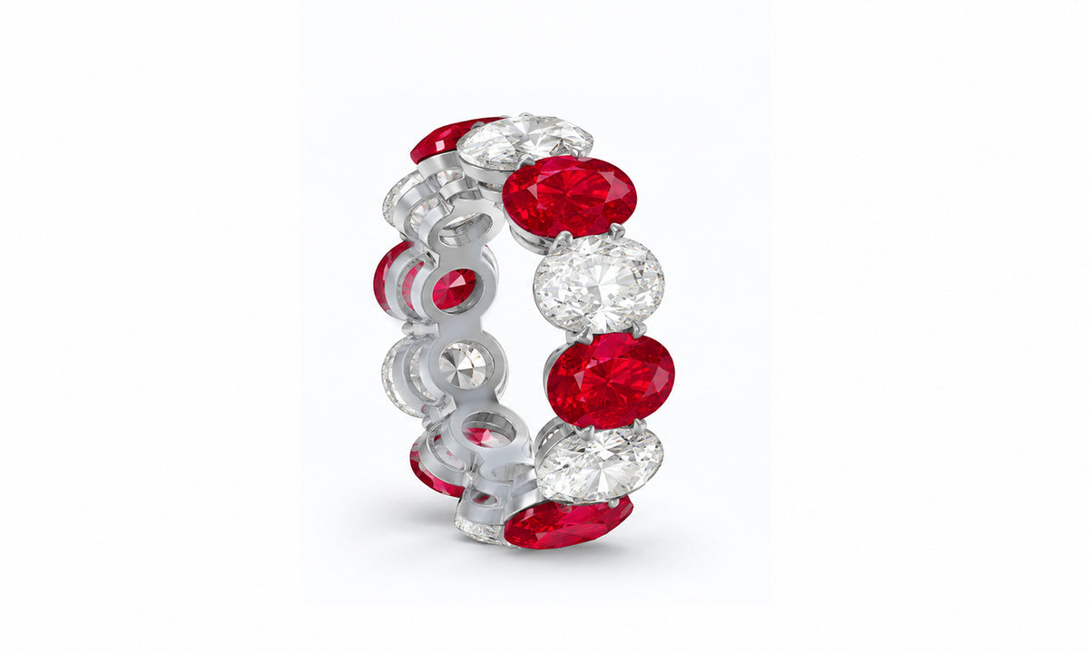 Custom made stackable diamond and ruby anniversary eternity rings 2026 21