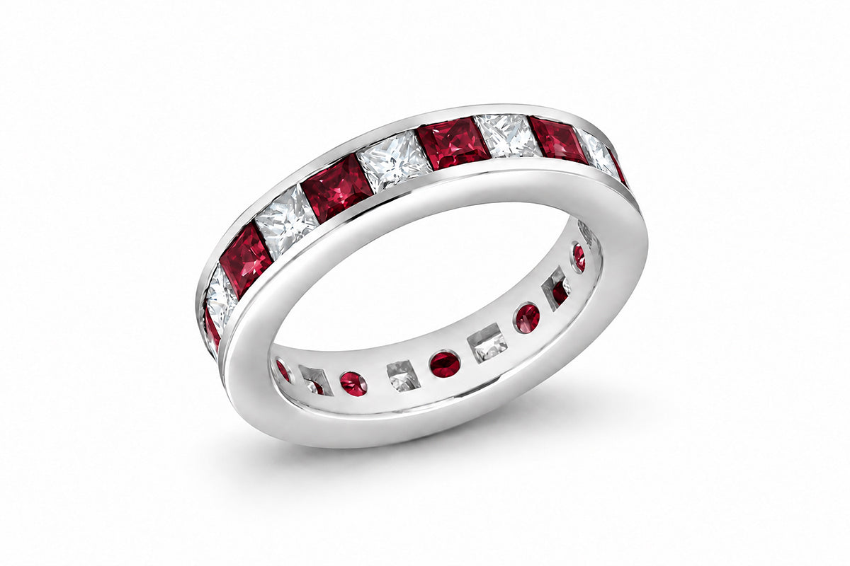 Custom made stackable diamond and ruby anniversary eternity rings 2026 25