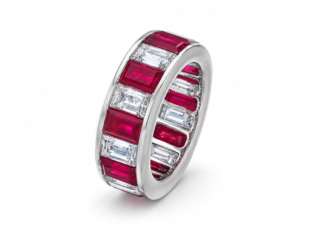 Custom made stackable diamond and ruby anniversary eternity rings 2026 30