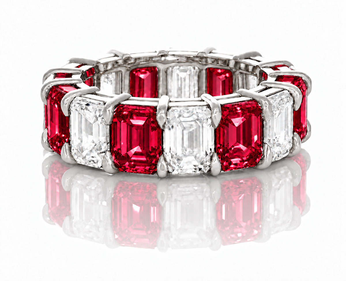 Custom made stackable diamond and ruby anniversary eternity rings 2026 32