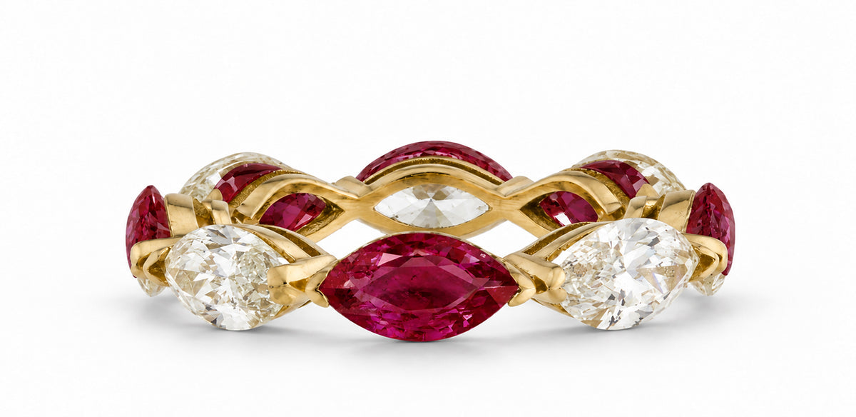 Custom made stackable diamond and ruby anniversary eternity rings 2026 7