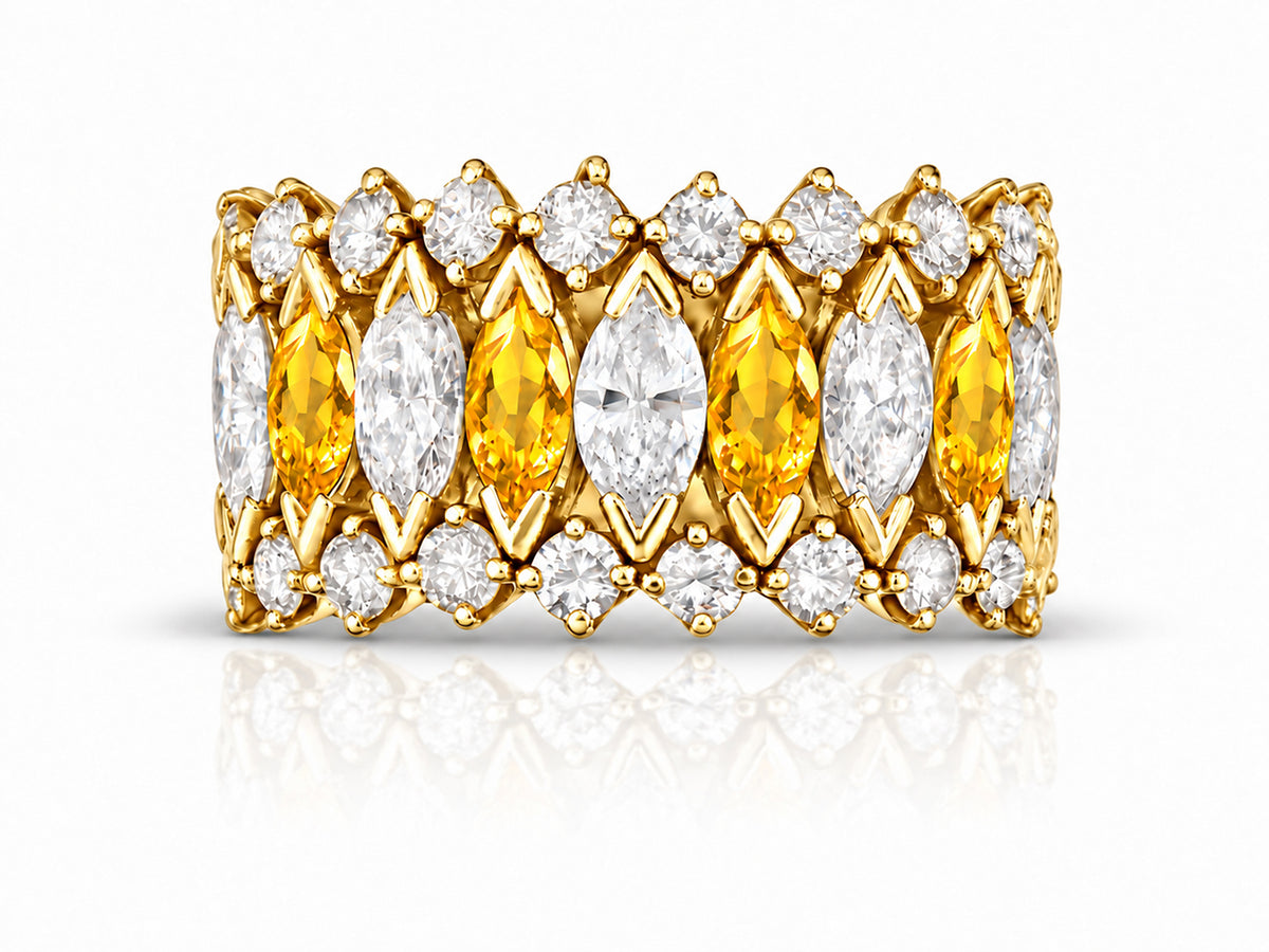 Custom made stackable diamond and yellow sapphire anniversary eternity rings 2026 1
