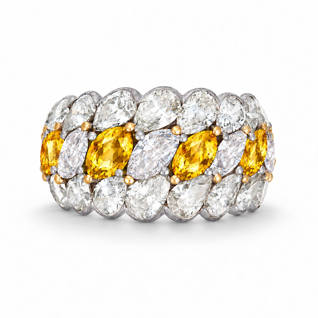 Custom made stackable diamond and yellow sapphire anniversary eternity rings 2026 18