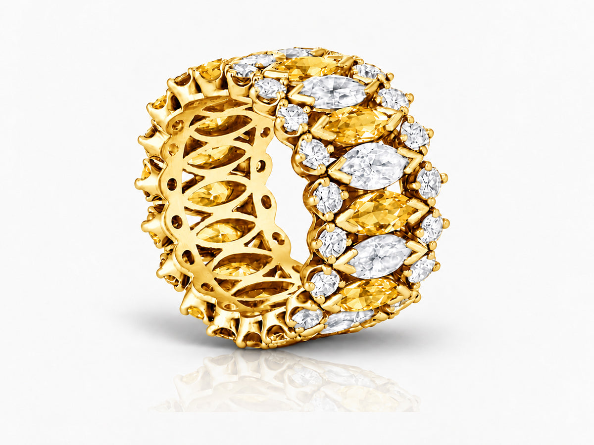 Custom made stackable diamond and yellow sapphire anniversary eternity rings 2026 1