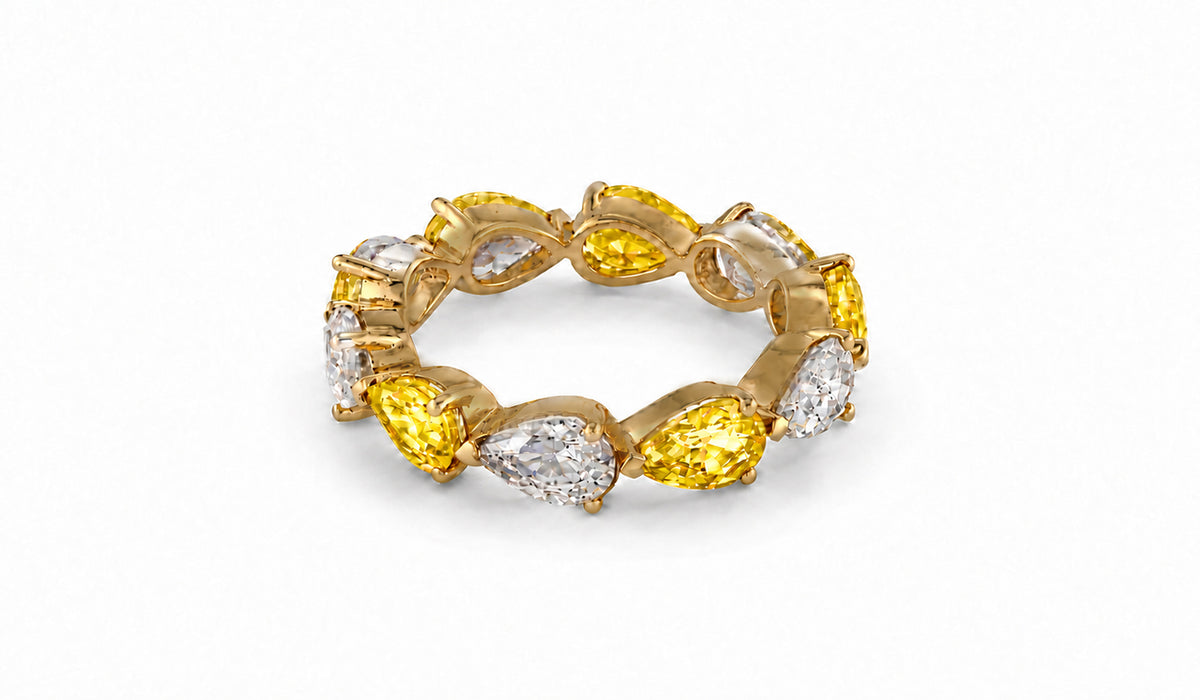 Custom made stackable diamond and yellow sapphire anniversary eternity rings 2026 20