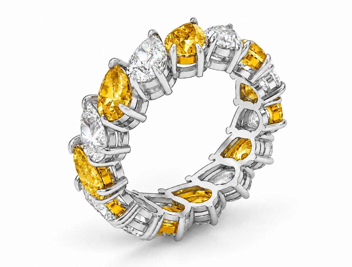 Custom made stackable diamond and yellow sapphire anniversary eternity rings 2026 28