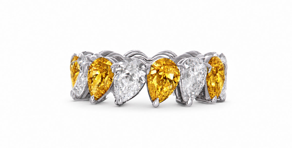 Custom made stackable diamond and yellow sapphire anniversary eternity rings 2026 29