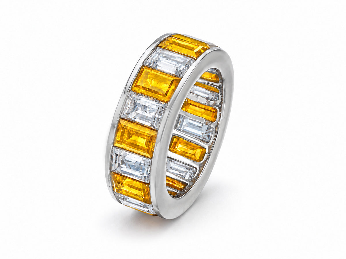 Custom made stackable diamond and yellow sapphire anniversary eternity rings 2026 30