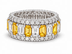Custom made stackable diamond and yellow sapphire anniversary eternity rings 2026 34