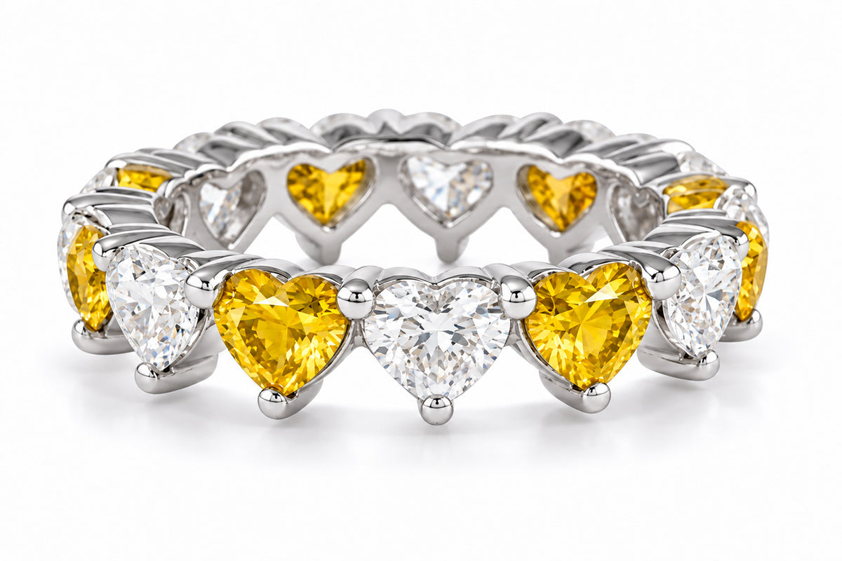 Custom made stackable diamond and yellow sapphire anniversary eternity rings 2026 4