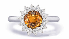 Custom made unique handcrafted non tradional diamond and orange sapphire engagement rings 2026 3